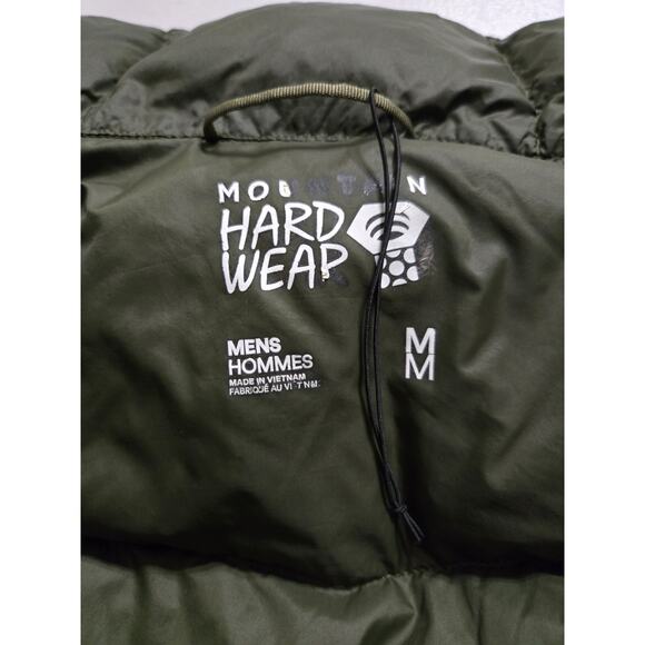 Mens Mountain Hardwear Green Down Vest Zipper Pockets Medium Olive/Green EUC - Picture 9 of 14